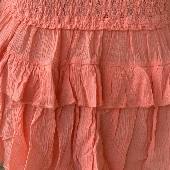 Zenana Coral Orange Peach Babydoll Lace Appliqué Ruffle Tier Cami Top NWT - Picture 10 of 15